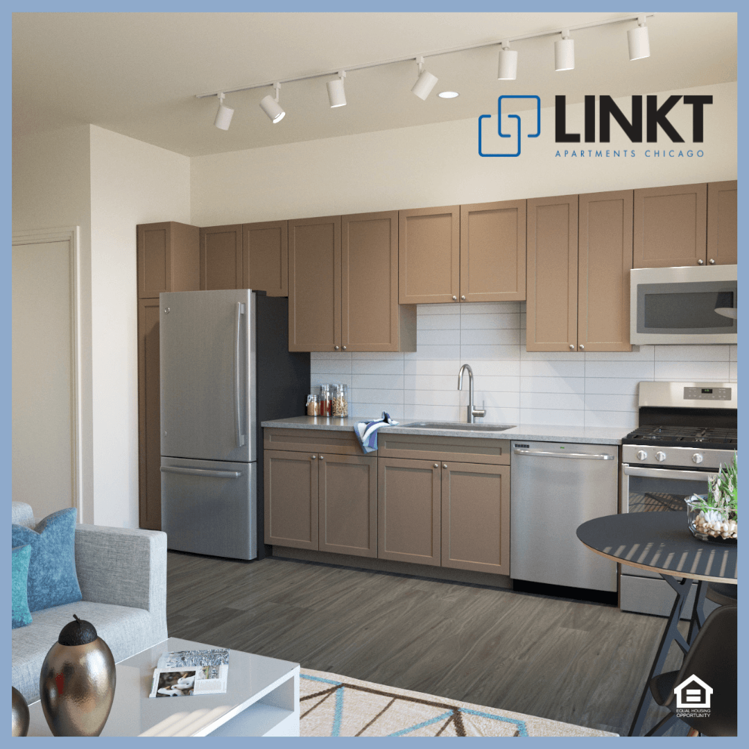 spacious galley kitchen downtown apartments, River West Chicago spacious galley kitchen downtown apartments, River West Chicago